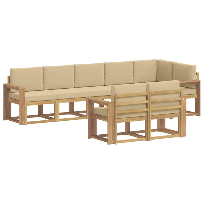 Set de canapele de exterior cu pernă 8 pcs Alb și Bej Poliester WALTI