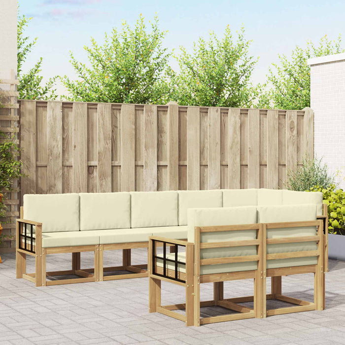 Set de canapele de exterior 8 pcs Alb și crem Poliester WALTI