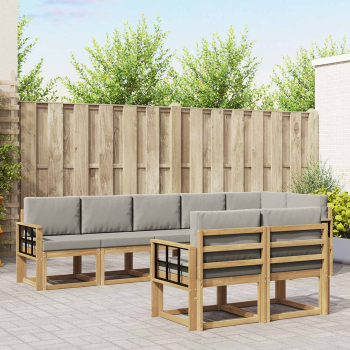 Set de canapele de exterior cu pernă 8 pcs Alb și gri deschis WALTI