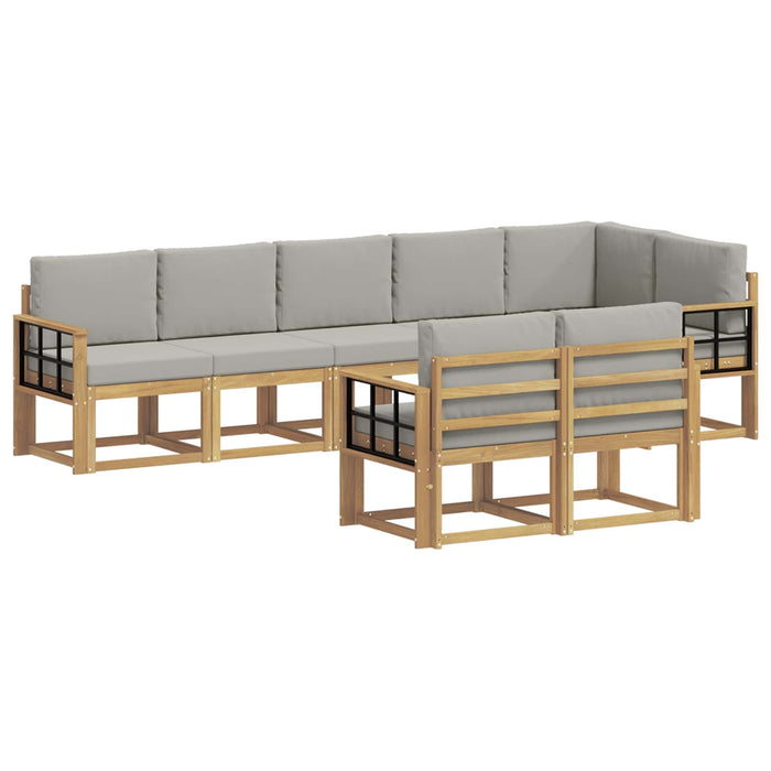 Set de canapele de exterior cu pernă 8 pcs Alb și gri deschis WALTI