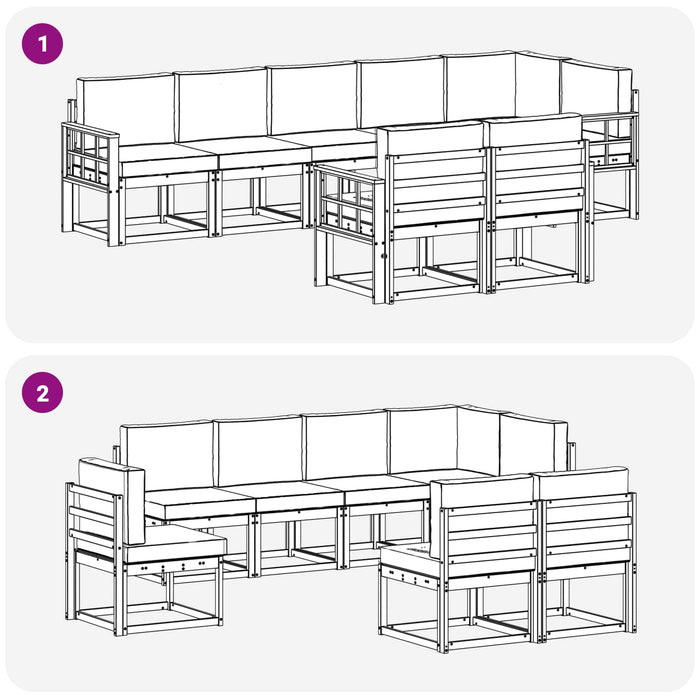 Set de canapele de exterior 8 pcs Alb și antracit Poliester WALTI