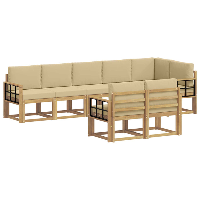 Set de canapele de exterior cu pernă 8 pcs Alb și Bej Poliester WALTI