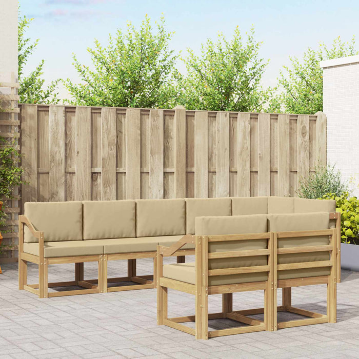 Set de canapele de exterior cu pernă 8 pcs Alb și Bej Poliester WALTI