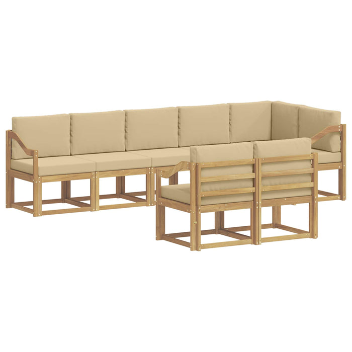 Set de canapele de exterior cu pernă 8 pcs Alb și Bej Poliester WALTI