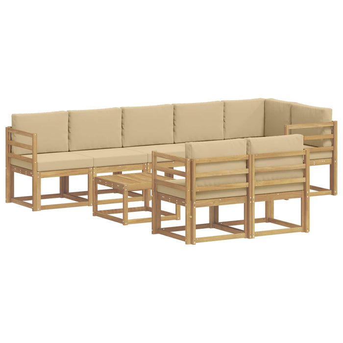 Set de canapele de exterior cu pernă 9 pcs Alb și Bej Poliester WALTI