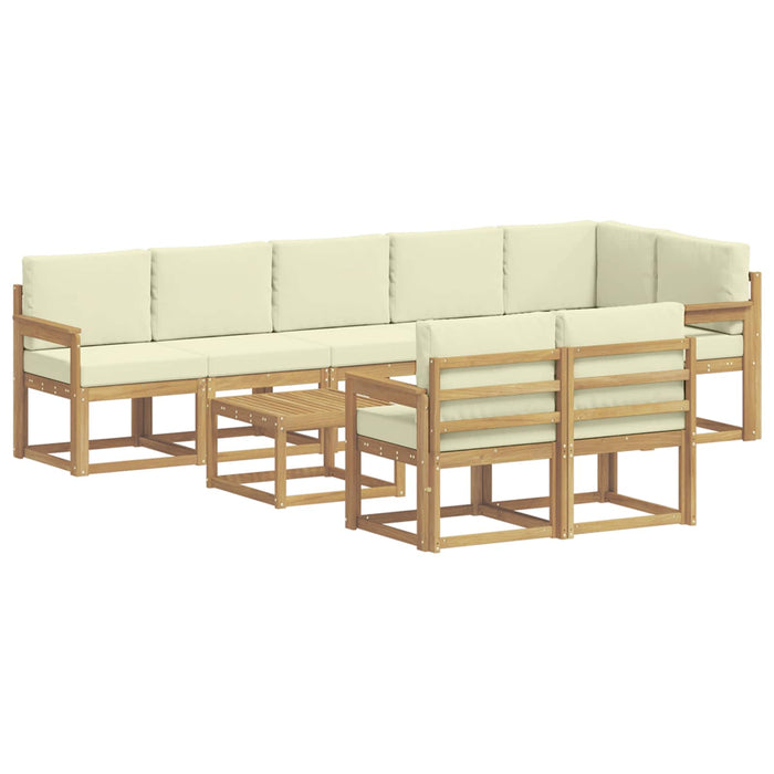 Set de canapele de exterior 9 pcs Alb și crem Poliester WALTI