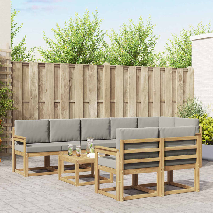 Set de canapele de exterior cu pernă 9 pcs Alb și gri deschis WALTI