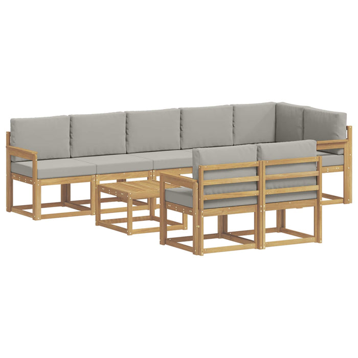 Set de canapele de exterior cu pernă 9 pcs Alb și gri deschis WALTI