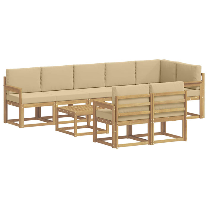 Set de canapele de exterior cu pernă 9 pcs Alb și Bej Poliester WALTI
