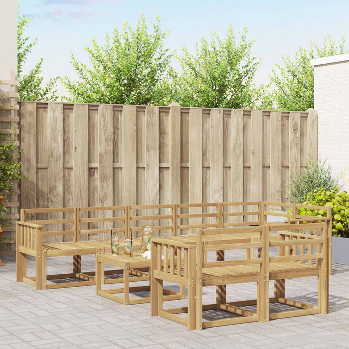 Set de canapele de exterior 9 pcs Alb Lemn Solid de Acacia WALTI