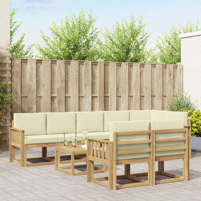 Set de canapele de exterior 9 pcs Alb și crem Poliester WALTI