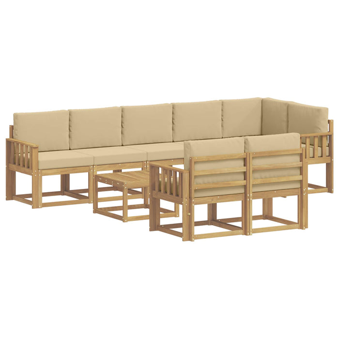 Set de canapele de exterior cu pernă 9 pcs Alb și Bej Poliester WALTI