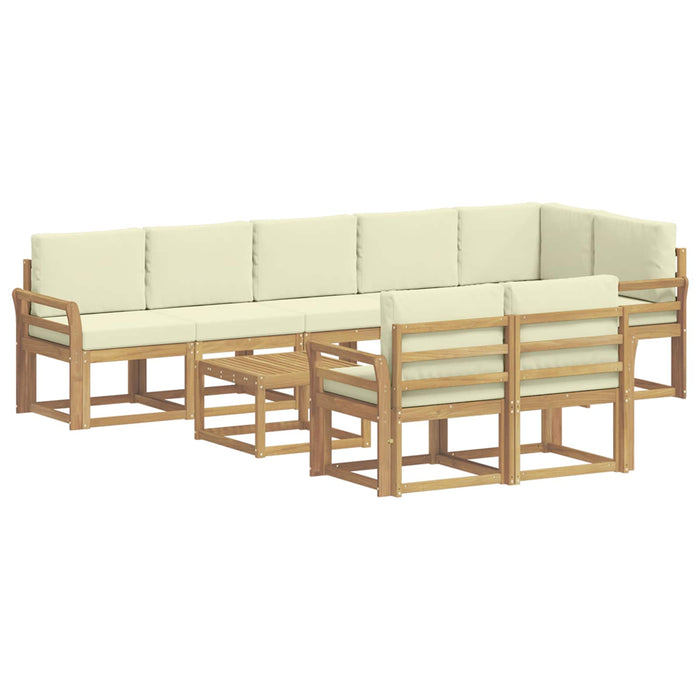 Set de canapele de exterior 9 pcs Alb și crem Poliester WALTI