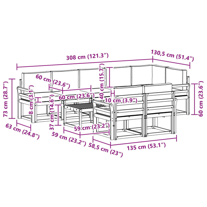 Set de canapele de exterior 9 pcs Alb și antracit Poliester WALTI