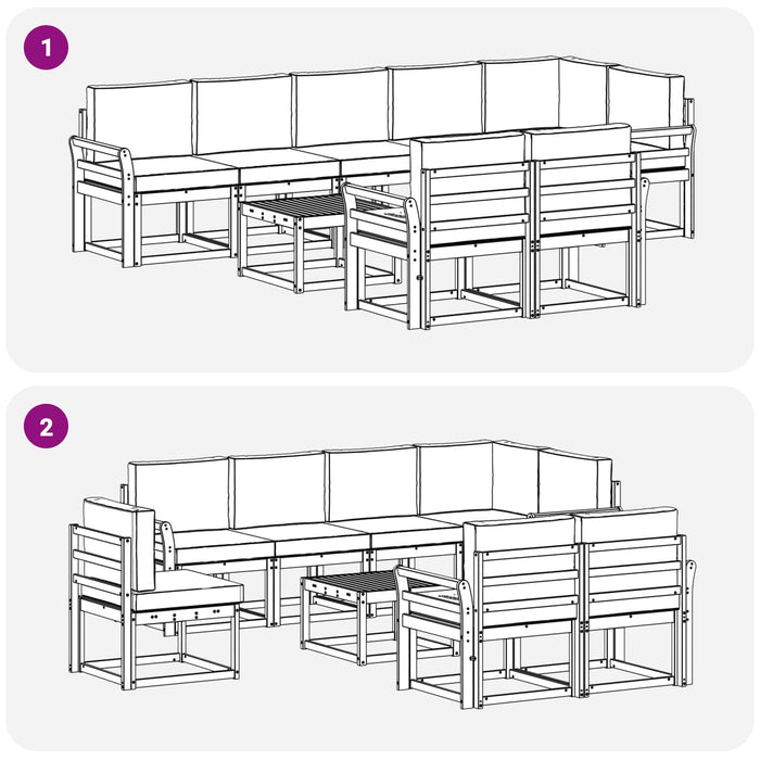 Set de canapele de exterior 9 pcs Alb și antracit Poliester WALTI