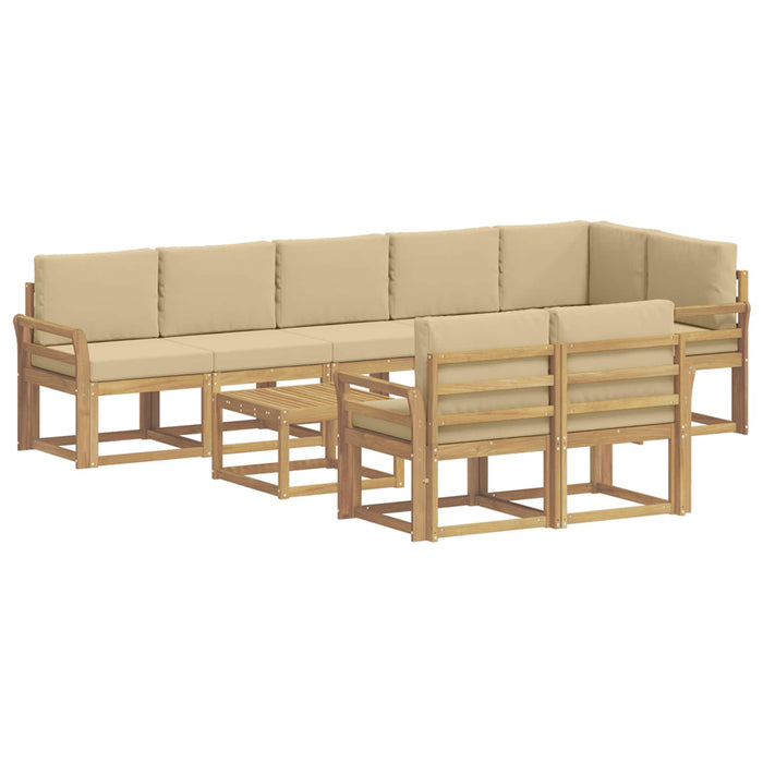 Set de canapele de exterior cu pernă 9 pcs Alb și Bej Poliester WALTI