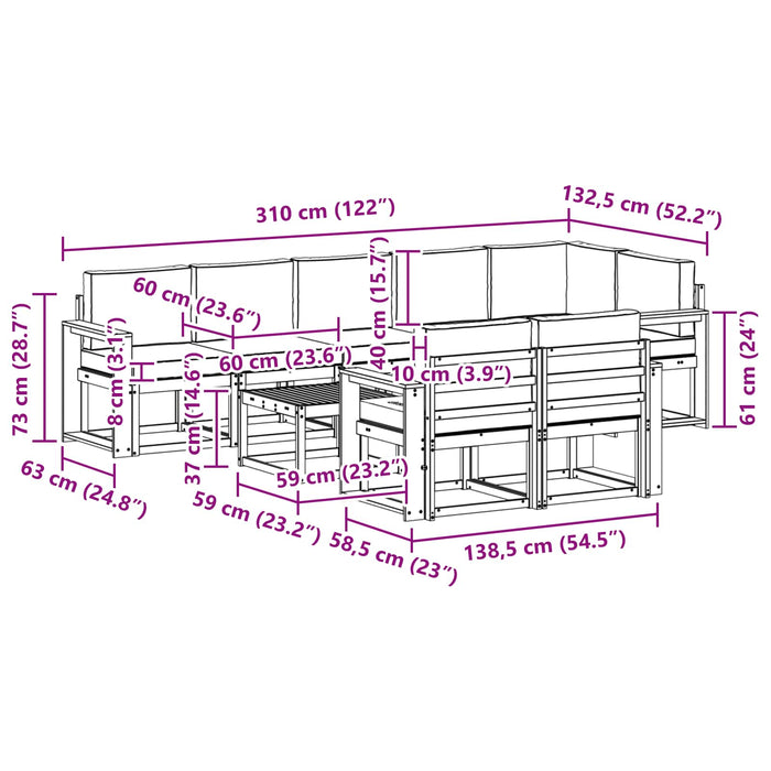 Set de canapele de exterior 9 pcs Alb și crem Poliester WALTI