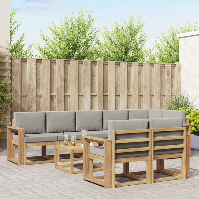 Set de canapele de exterior cu pernă 9 pcs Alb și gri deschis WALTI
