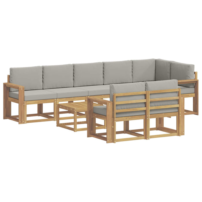 Set de canapele de exterior cu pernă 9 pcs Alb și gri deschis WALTI