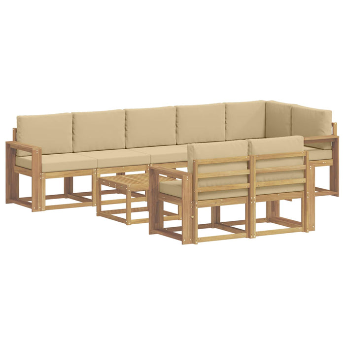 Set de canapele de exterior cu pernă 9 pcs Alb și Bej Poliester WALTI