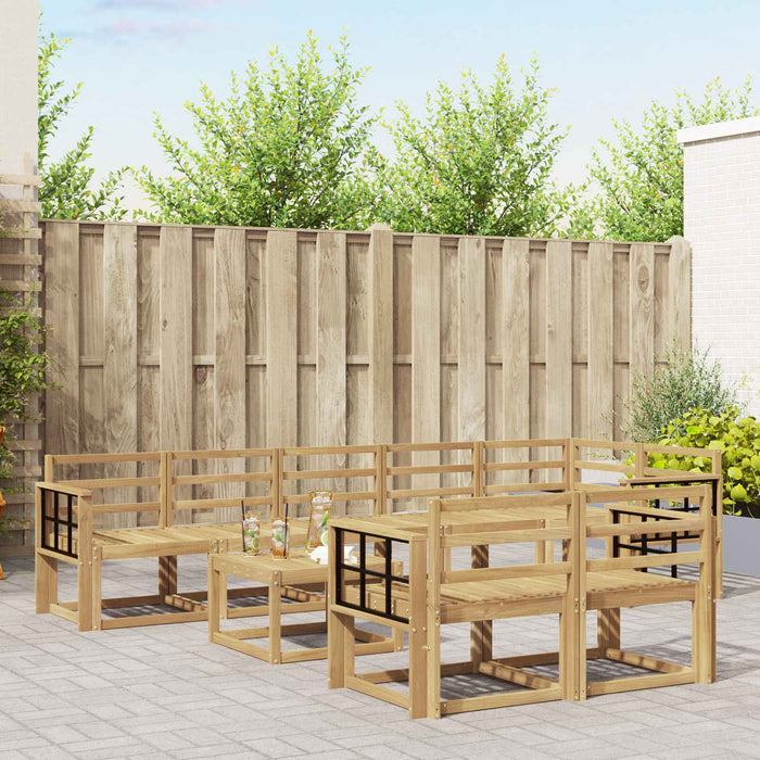 Set de canapele de exterior 9 pcs Alb Lemn Solid de Acacia WALTI
