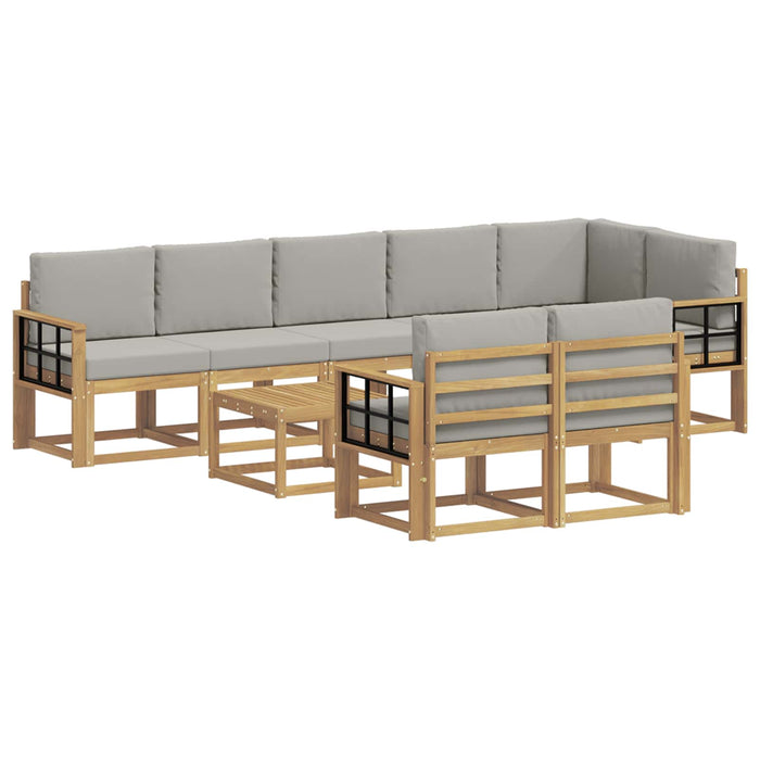 Set de canapele de exterior cu pernă 9 pcs Alb și gri deschis WALTI