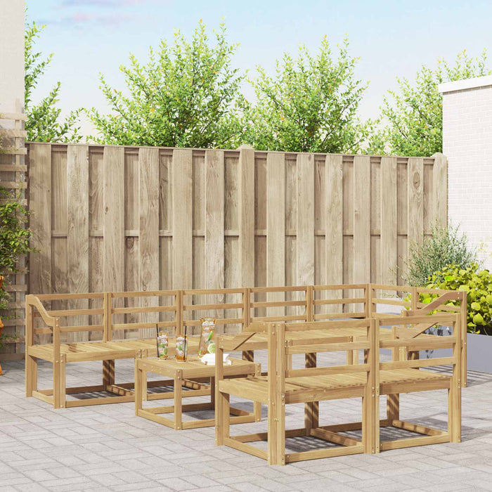 Set de canapele de exterior 9 pcs Alb Lemn Solid de Acacia WALTI