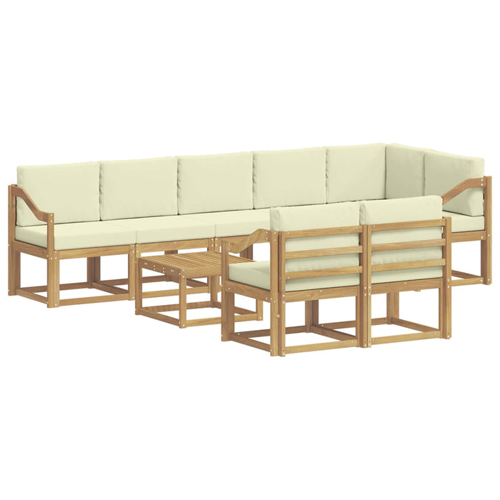 Set de canapele de exterior 9 pcs Alb și crem Poliester WALTI
