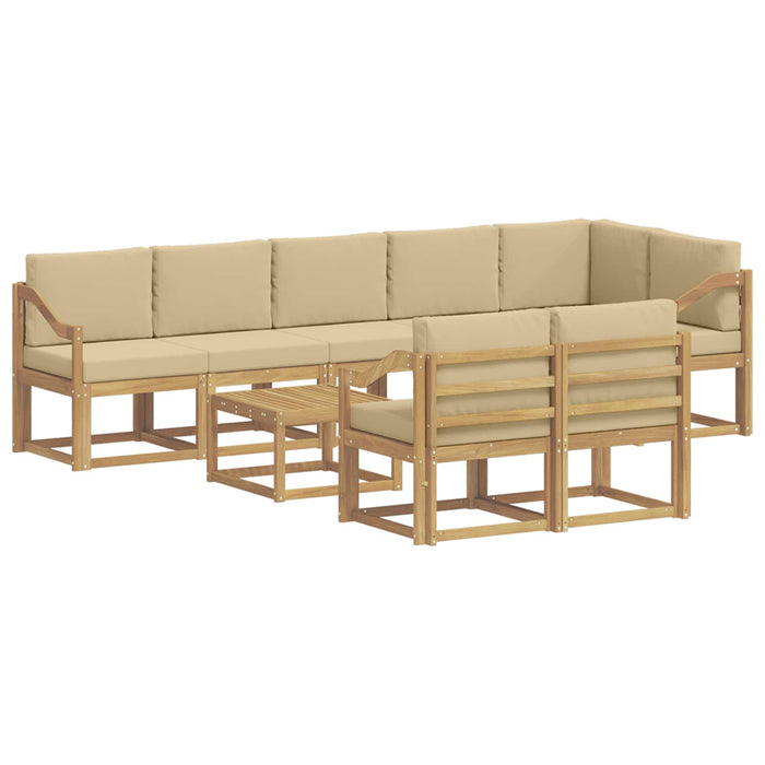 Set de canapele de exterior cu pernă 9 pcs Alb și Bej Poliester WALTI