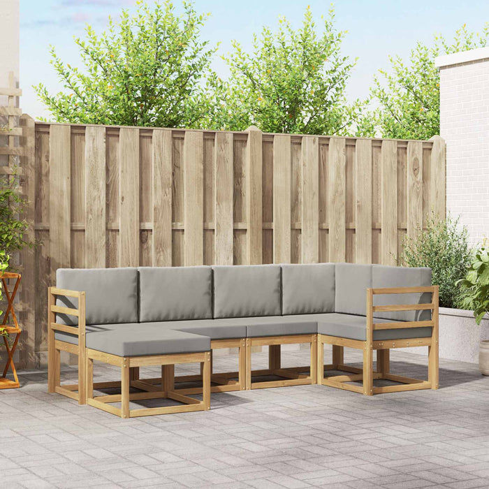 Set de canapele de exterior cu pernă 6 pcs Alb și gri deschis WALTI