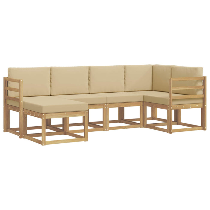 Set de canapele de exterior cu pernă 6 pcs Alb și Bej Poliester WALTI