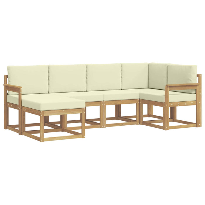 Set de canapele de exterior 6 pcs Alb și crem Poliester WALTI