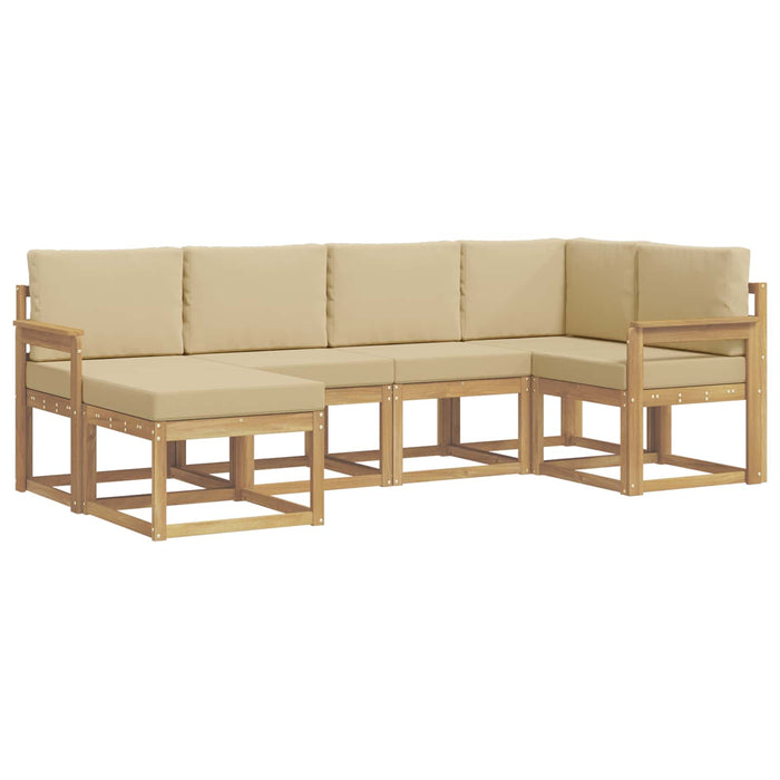 Set de canapele de exterior cu pernă 6 pcs Alb și Bej Poliester WALTI