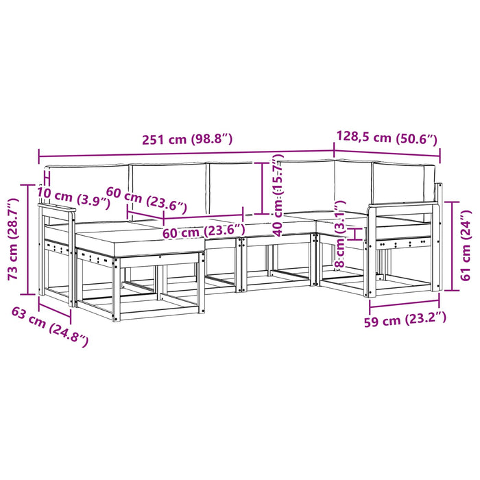 Set de canapele de exterior cu pernă 6 pcs Alb și Bej Poliester WALTI