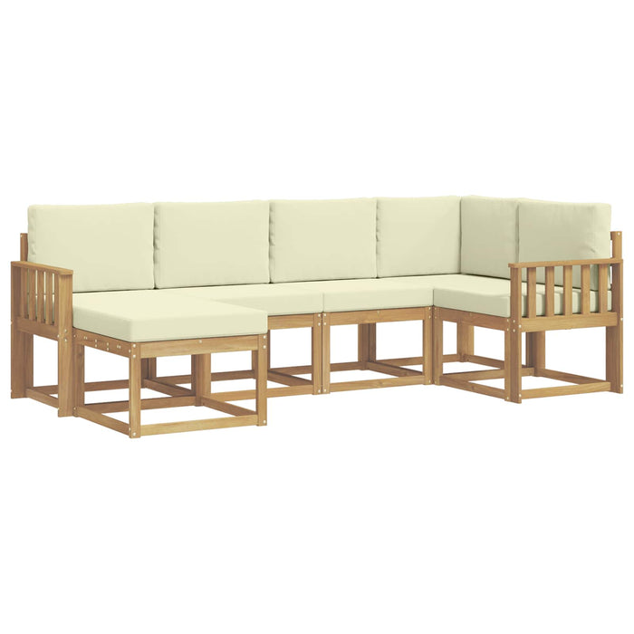 Set de canapele de exterior 6 pcs Alb și crem Poliester WALTI