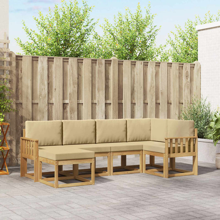 Set de canapele de exterior cu pernă 6 pcs Alb și Bej Poliester WALTI