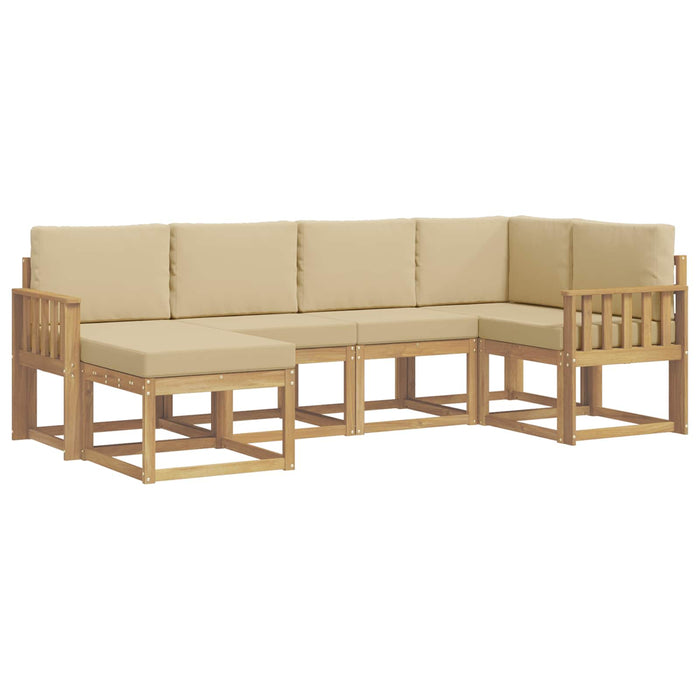 Set de canapele de exterior cu pernă 6 pcs Alb și Bej Poliester WALTI