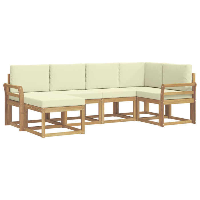 Set de canapele de exterior 6 pcs Alb și crem Poliester WALTI