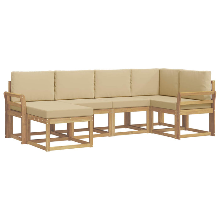 Set de canapele de exterior cu pernă 6 pcs Alb și Bej Poliester WALTI