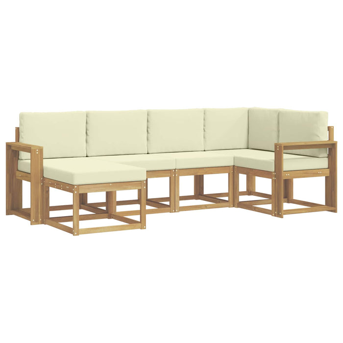 Set de canapele de exterior 6 pcs Alb și crem Poliester WALTI