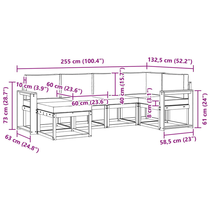 Set de canapele de exterior 6 pcs Alb și crem Poliester WALTI