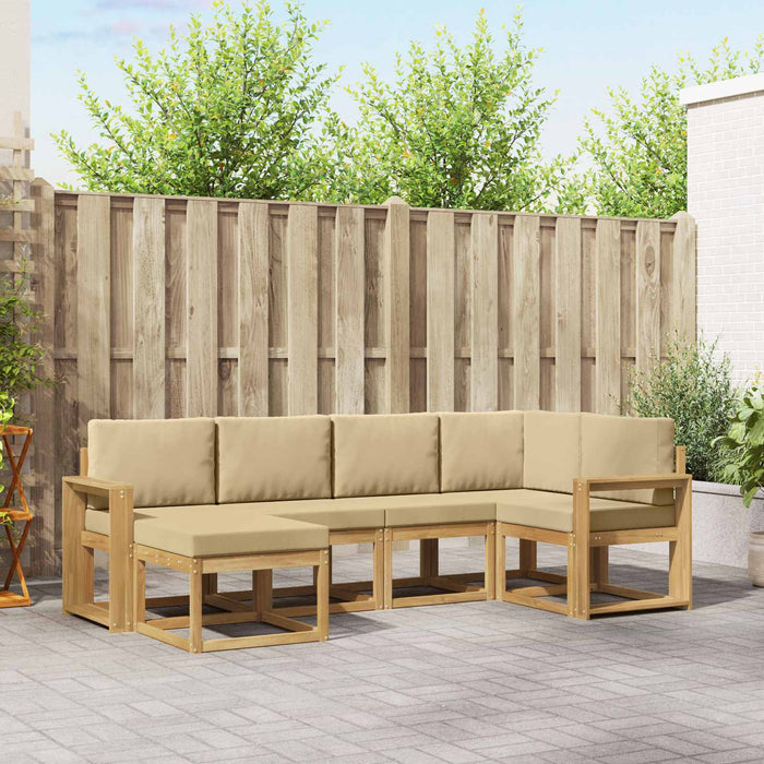 Set de canapele de exterior cu pernă 6 pcs Alb și Bej Poliester WALTI