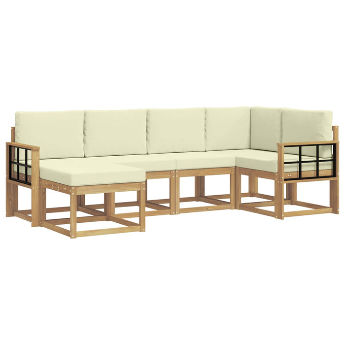 Set de canapele de exterior 6 pcs Alb și crem Poliester WALTI