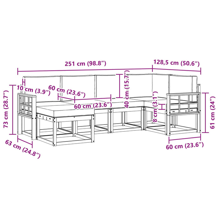 Set de canapele de exterior cu pernă 6 pcs Alb și Bej Poliester WALTI