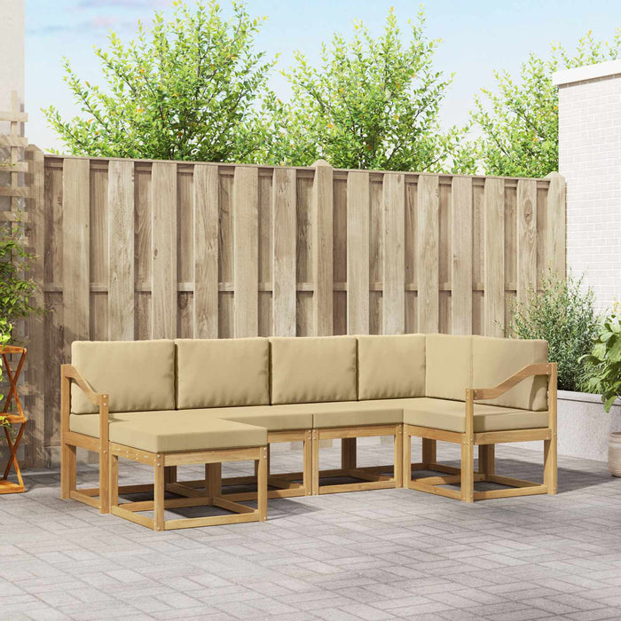 Set de canapele de exterior cu pernă 6 pcs Alb și Bej Poliester WALTI