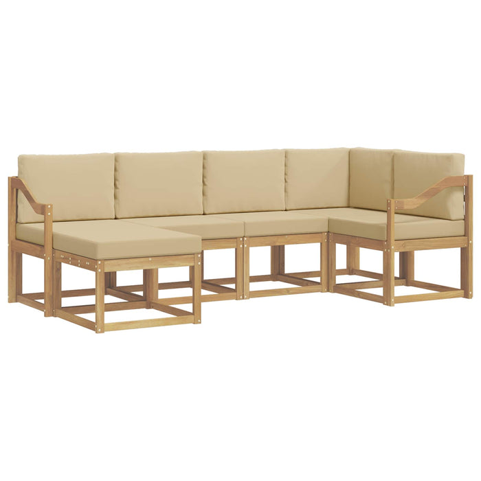 Set de canapele de exterior cu pernă 6 pcs Alb și Bej Poliester WALTI