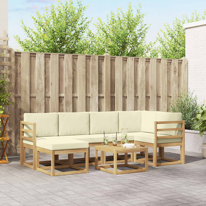 Set de canapele de exterior cu pernă 7 pcs Alb și crem WALTI