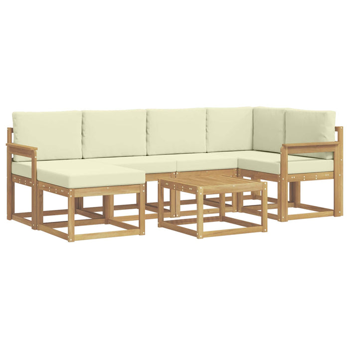 Set de canapele de exterior cu pernă 7 pcs Alb și crem WALTI