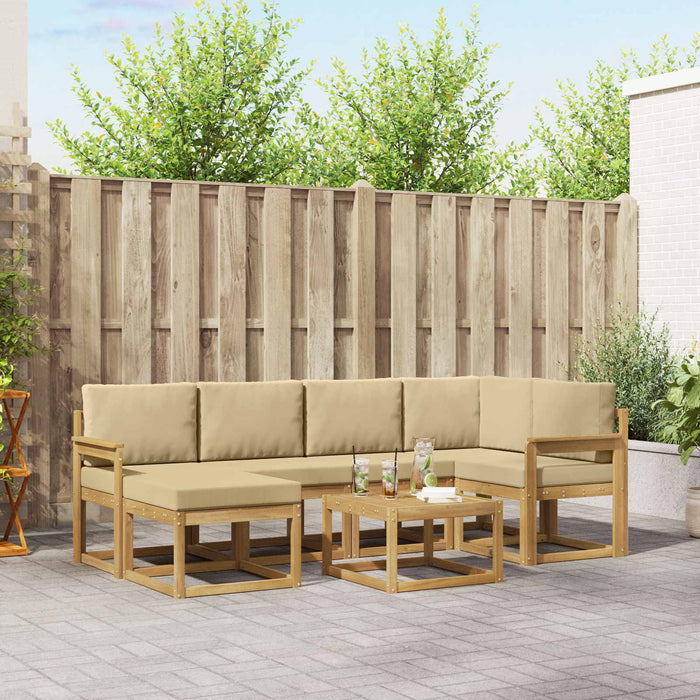 Set de canapele de exterior cu pernă 7 pcs Alb și Bej WALTI