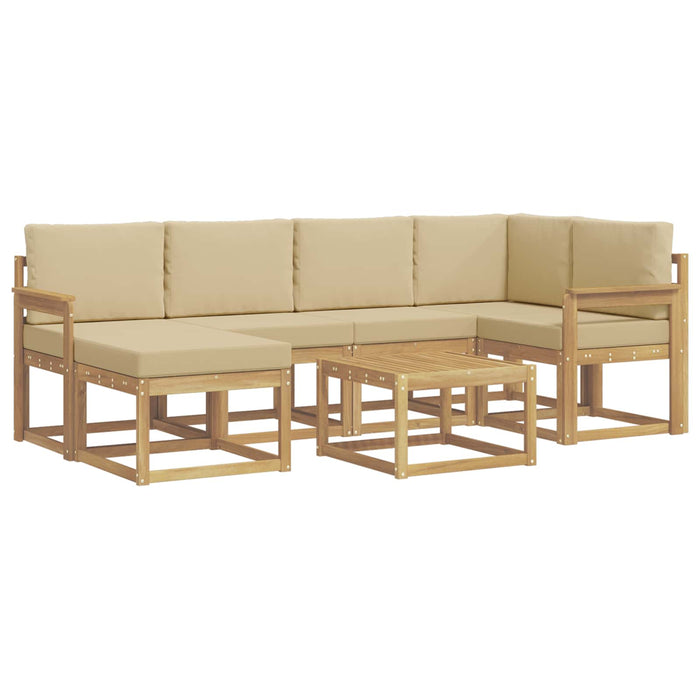 Set de canapele de exterior cu pernă 7 pcs Alb și Bej WALTI